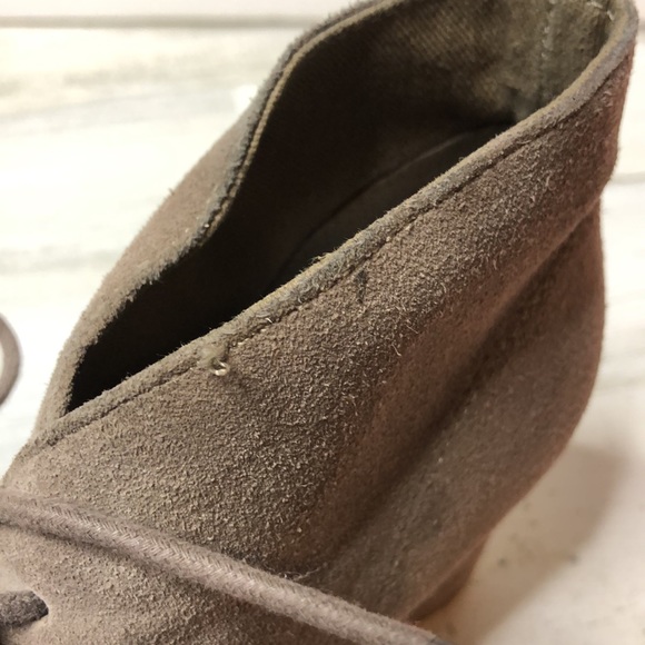 Dolce Vita Tan Beige Heeled Ankle Boots Wedge 9 Good Condition - Picture 6 of 11